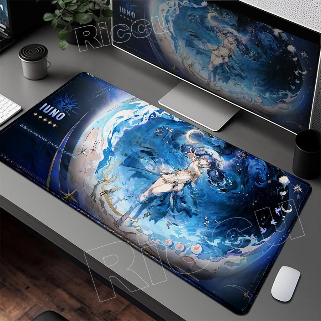 New HD Role Kawaii Luno Wuthering Waves Mouse Pad Gamer Mousepad Accessories Keyboard Mat Gaming Laptop Anime Blue Girl Desk Mat