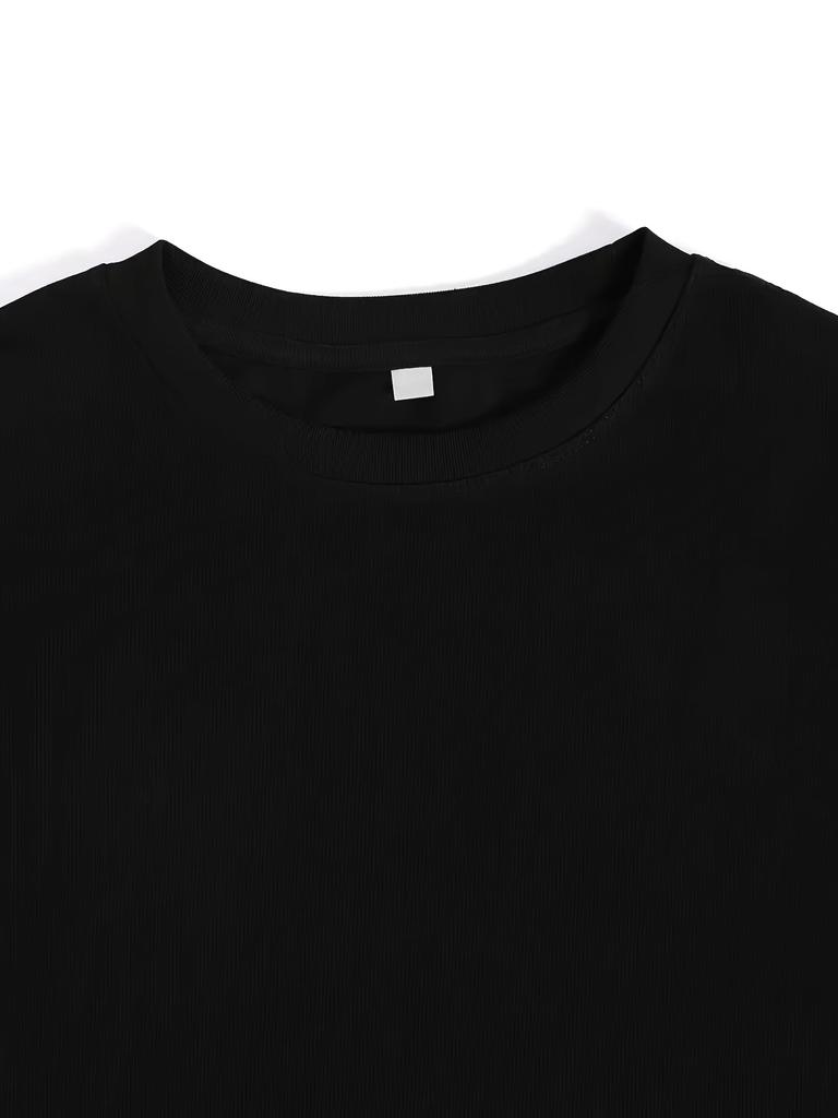 New Men'S Oversized Cross Print Short-Sleeve T-Shirt, Trendy Black Graphic Tee for Men, Perfect for Summer Outfits, Casual Wear