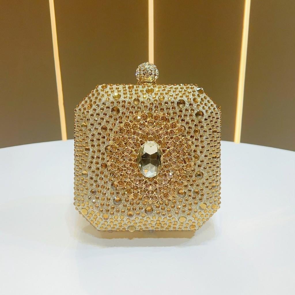 Mini Womens Evening Clutch With Glittering Water Drilled Embellishments For Party And Dinner Events