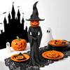 Halloween Witch Statue Gothic Resin Enchanting Witch Figurine with Pumpkin Head Desktop Ornament for Indoor Home Shelf Table Decor