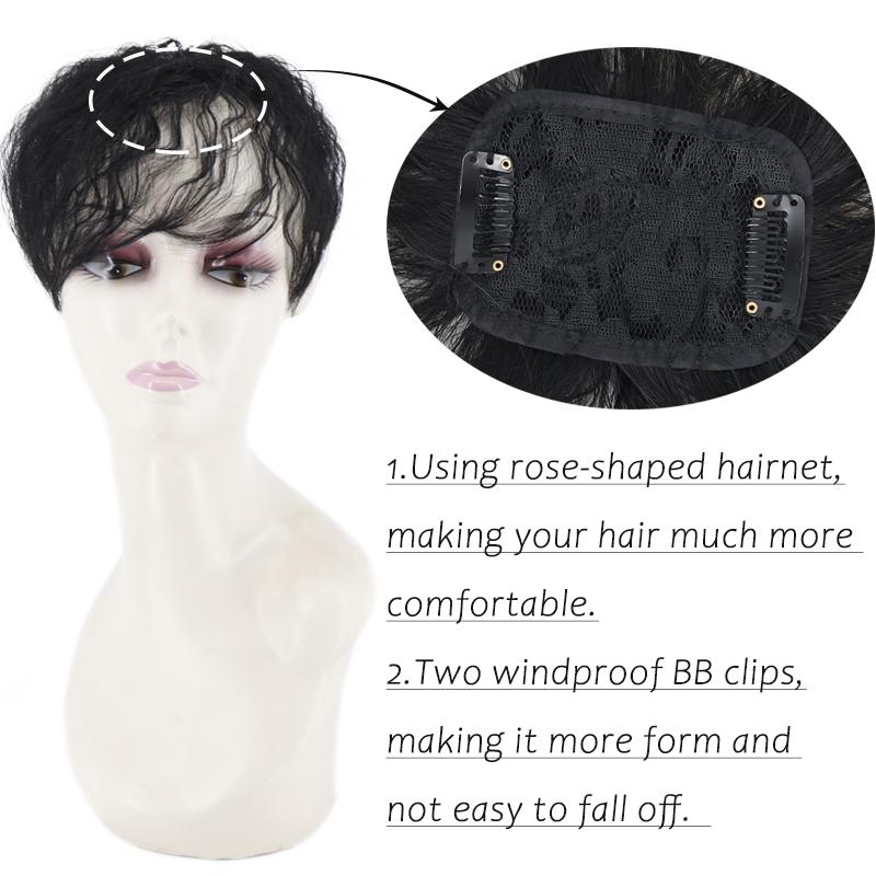 Women Short Curly Hair Extensions Wig Clip On The Top of The Head Cover White Hair Natural Color Black Brown Blond Daily Use