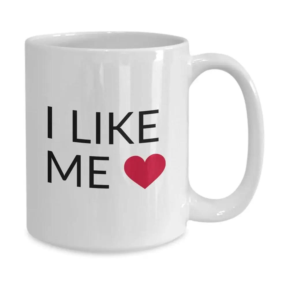 NOVÝ Vysoce kvalitní keramický hrnek na kávu I Like Me Vtipný design Hrnky na kávu Hrnek s potiskem Obrázku Čajové nádobí S uchem Káva Kulatý J9U1