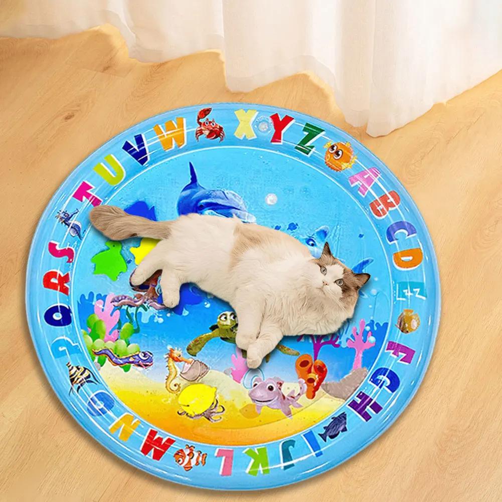 Thickened Water Play Mat For Cats Water Mat For Cat And Dog Water Sensory Playmat With Fish For Pet Play Water Sensory Pad