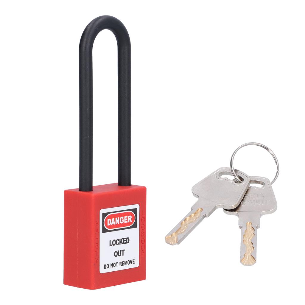 Industrial Safety Padlock 3in Nylon Beam Insulated AntiCorrosion Engineering Lock with 2 Keys