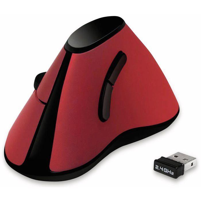 Souris Verticale - LogiLink - Ergonomic Vertical - Sans Fil - Optique - 5 Boutons - Rouge