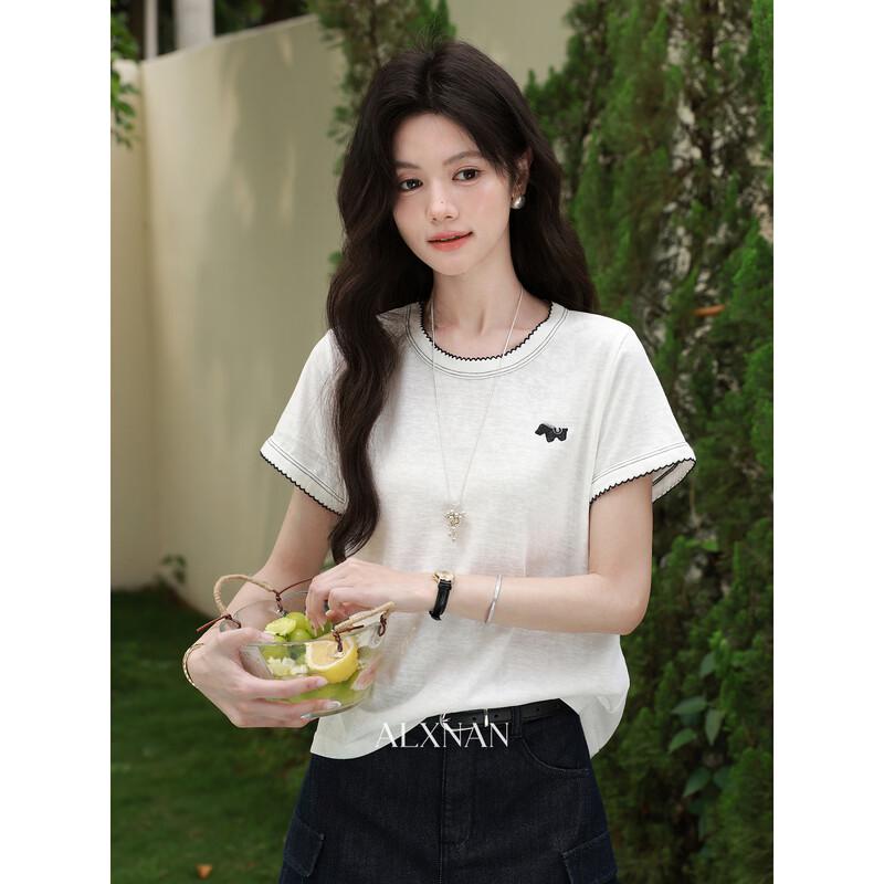 Lu Xiangnan Women s Elegant White Short Sleeve T-Shirt M