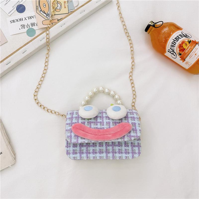Очаровательная детская жемчужная сумочка Новая хлопково-льняная сумка на цепочке Маленькая квадратная сумка для девочек StyleA