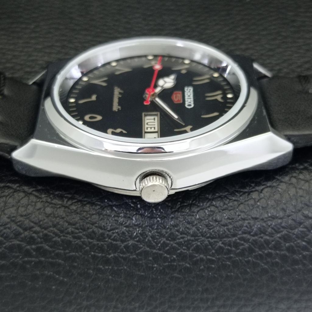 REFURBISHED VINTAGE SEIKO 5 AUTOMATIC 6309A JAPAN MENS BLACK WATCH a441317-5 Sk-a441317