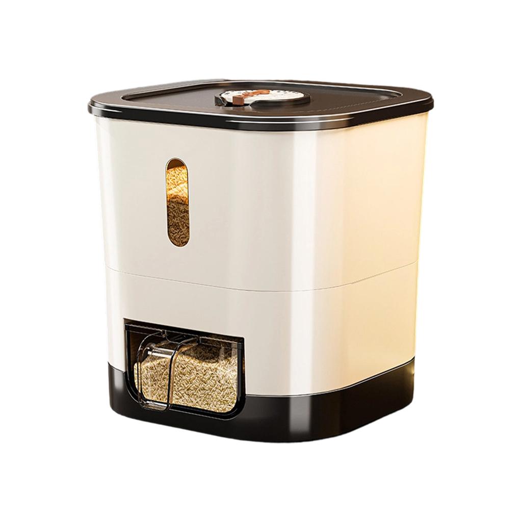 Grain Storage Container with Measuring Cup Dispenser Airtight Food Storage Bin for Rice Beans Cereal and Dry Goods Kitchen Organizer
