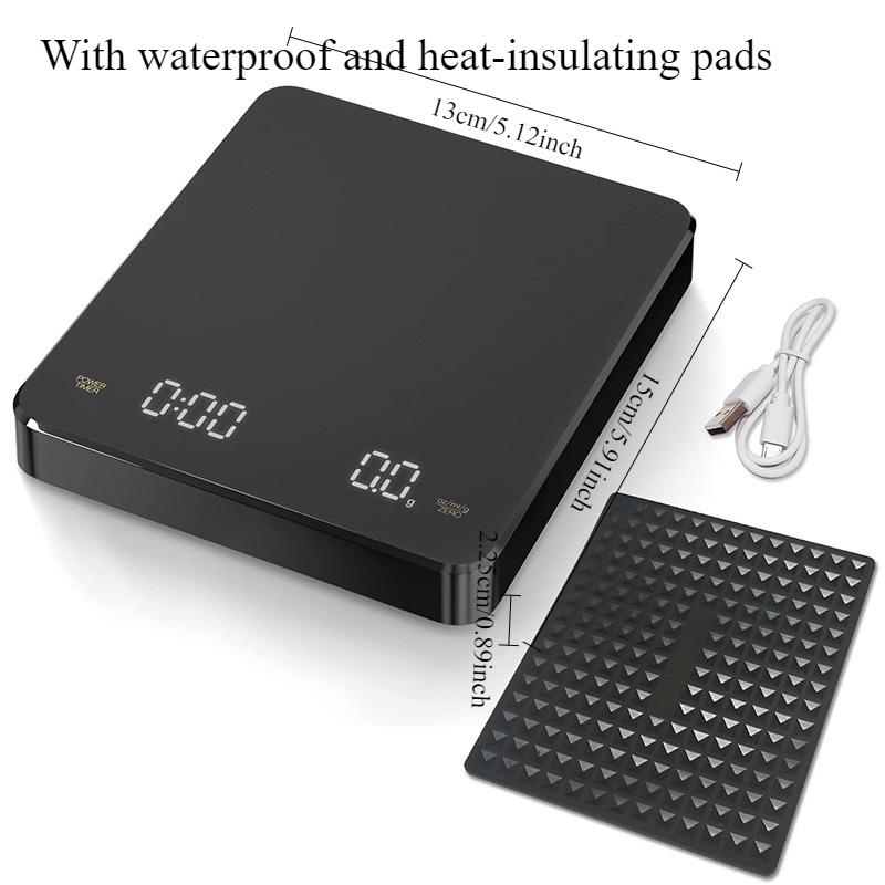 

1PCS LED Auto Timer Coffee Scale with 3kg/0.1g Precision, Plastic Digital Kitchen Scale for Brewing & Baking Other чёрный