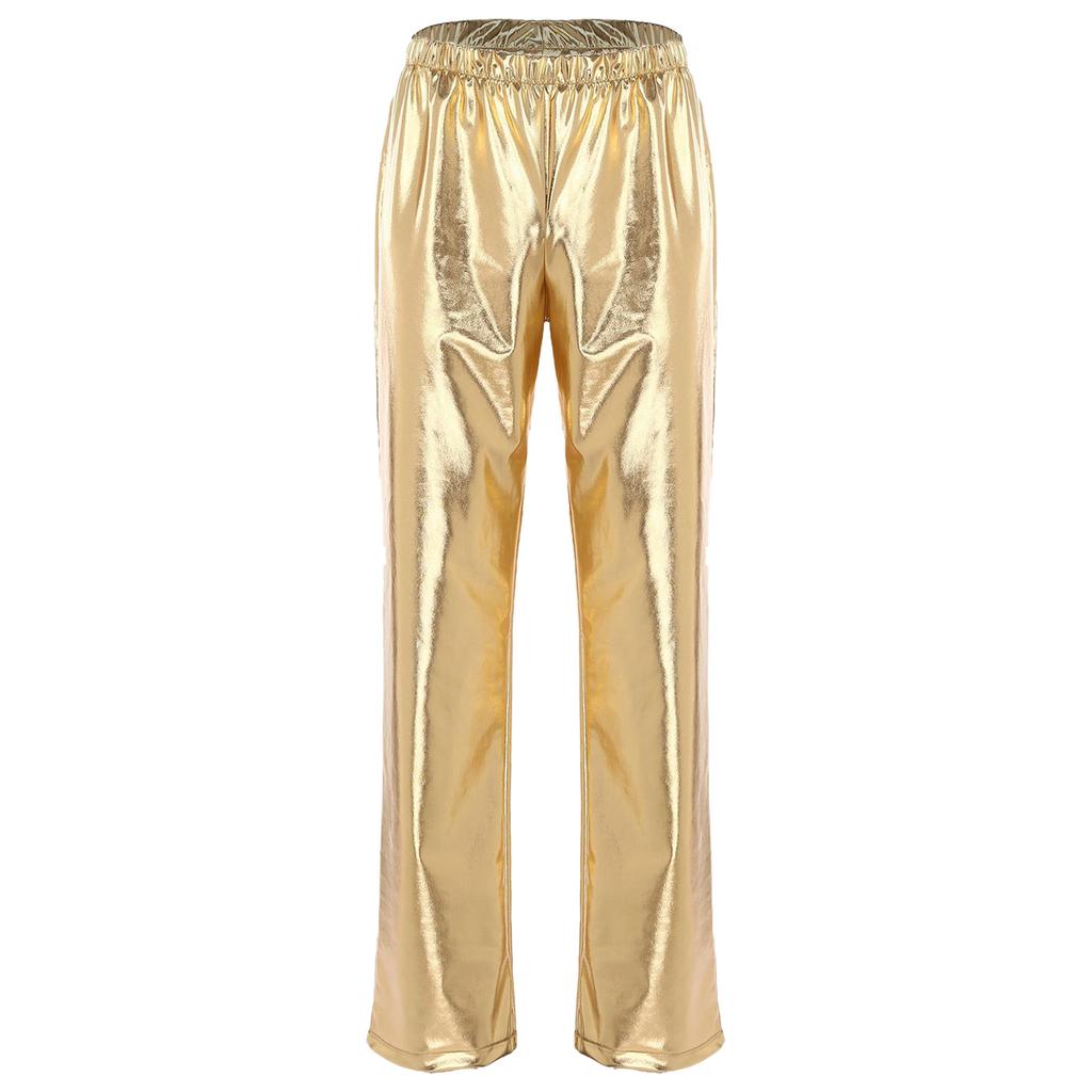 Herren Metallic Jazz Dance Hosen Elastischer Bund Design Halloween Mottoparty Bühnenauftritt Hosen