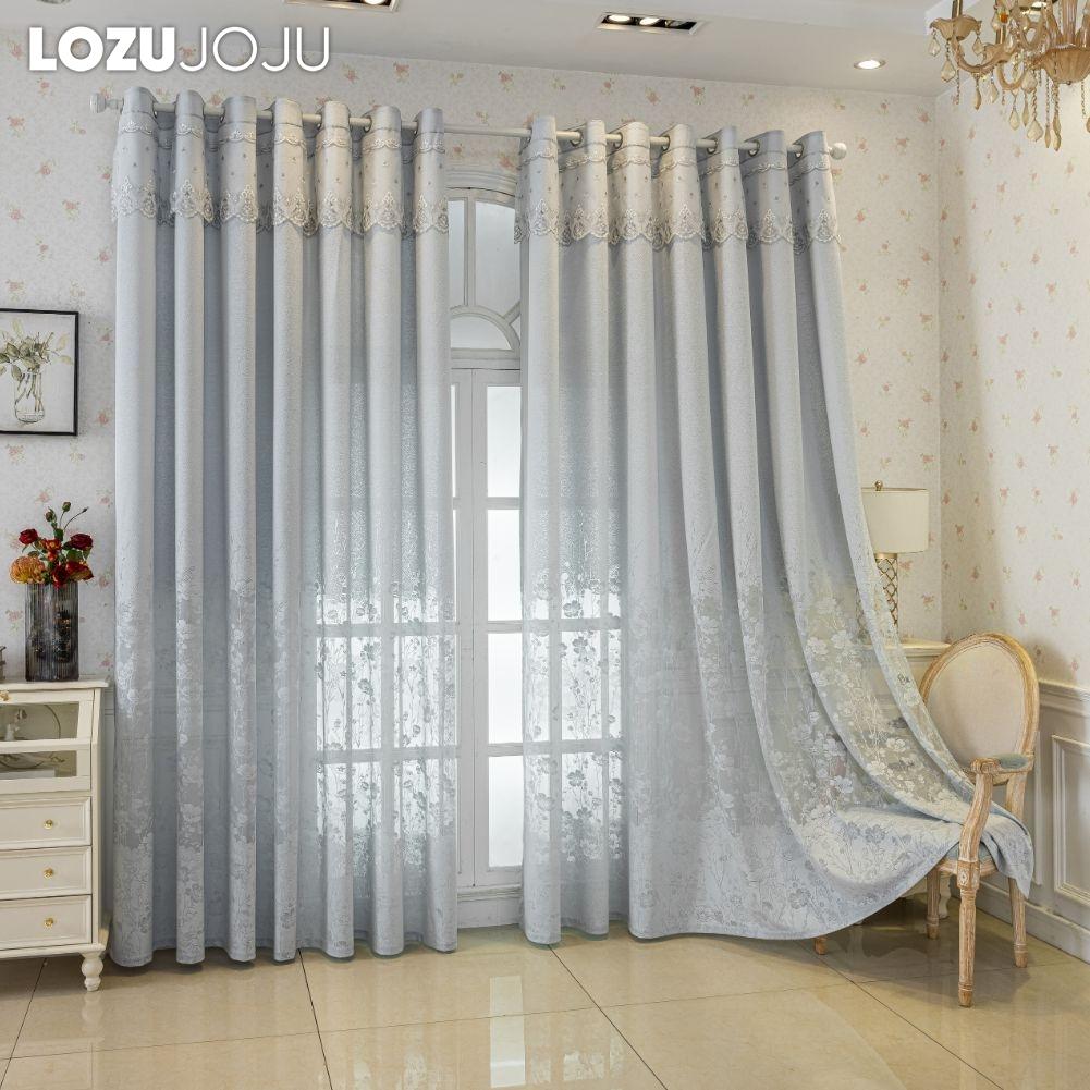 1 ks LOZUJOJU Jednoduchý moderní tylový žakárový dutý poloprůhledný průsvitný závěs do obývacího pokoje, ložnice, na balkonové okno, domácí dekorace