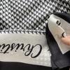 26.77" Black White Houndstooth Letter Square Scarf Thin Satin Shawl Elegant Style Sunscreen Headscarf For Women