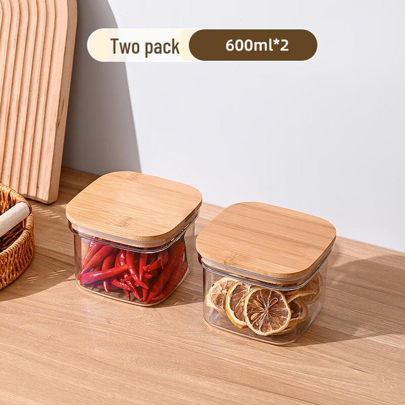 Ru Han 600ml Moisture-Proof Food Storage Jars (2-Pack) with Bamboo Lids