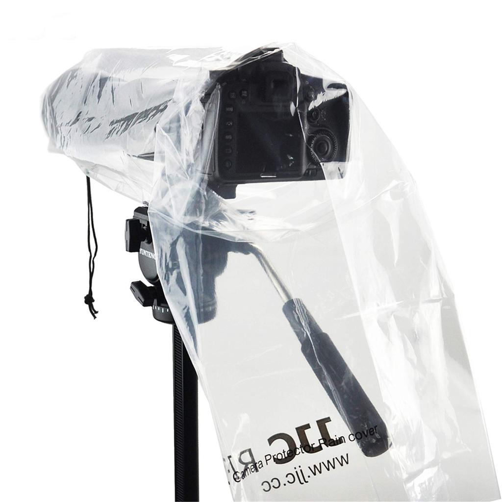 JJC Camera Rain Cover for Flash and Tripod Compatible with Sony Canon EOS Kiss M2 Nikon and Lens x Tripod 1+1 Set, Transparent, Use, A6600, A6500,