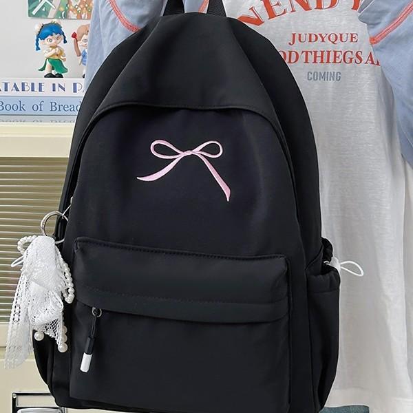 Schoolbag College Student Backpack Junior High School Student Computer Bag Korean Version Simple Girl Bow School Bag Large Capacity Backpack Female