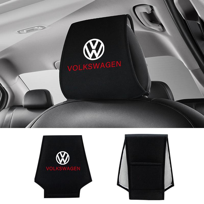 Car Headrest Cover Seat Head Pillow Neck Headrest Cover For Volkswagen Polo Golf 3 4 5 6 7 8 6 T5 B4 B5 B6 B7 B8 MK4 MK5 MK6 MK7 MK8