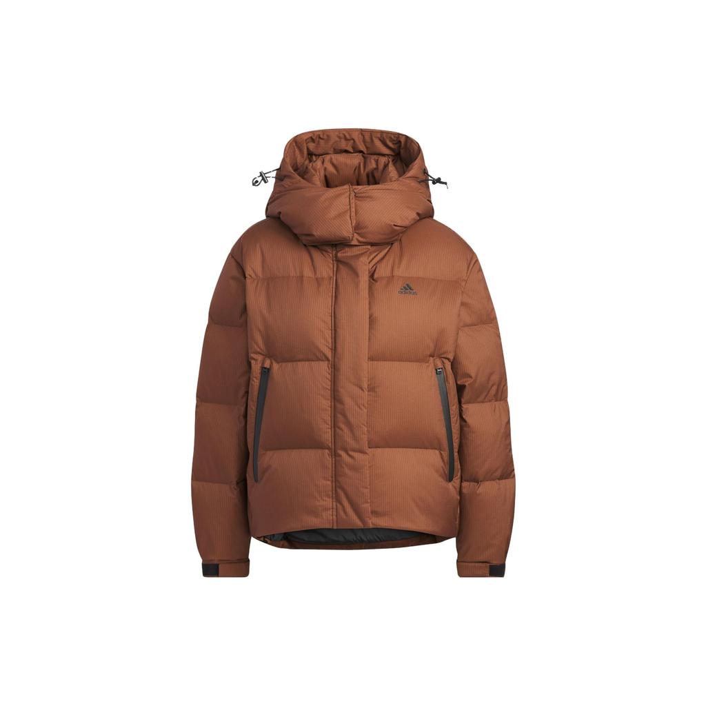 Adidas Essential Solid Color Sport Casual Down Jacket With Removable Hood Women Outerwear Brown IW0773