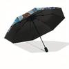 Stunning Fairy Garden Stained Cute Window Art Umbrella, Cute Umbrella with Cute Design, Portable 3-Fold Compact Umbrella for Men & Women, Valentine's