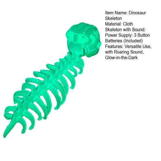 Costume Scheletro di Dinosauro 3D Scheletro di Dinosauro Luminoso nell'Oscurità Peluche Scheletro Carino con Suono Ruggente per Festa in Costume Vestito Cosplay Accessori