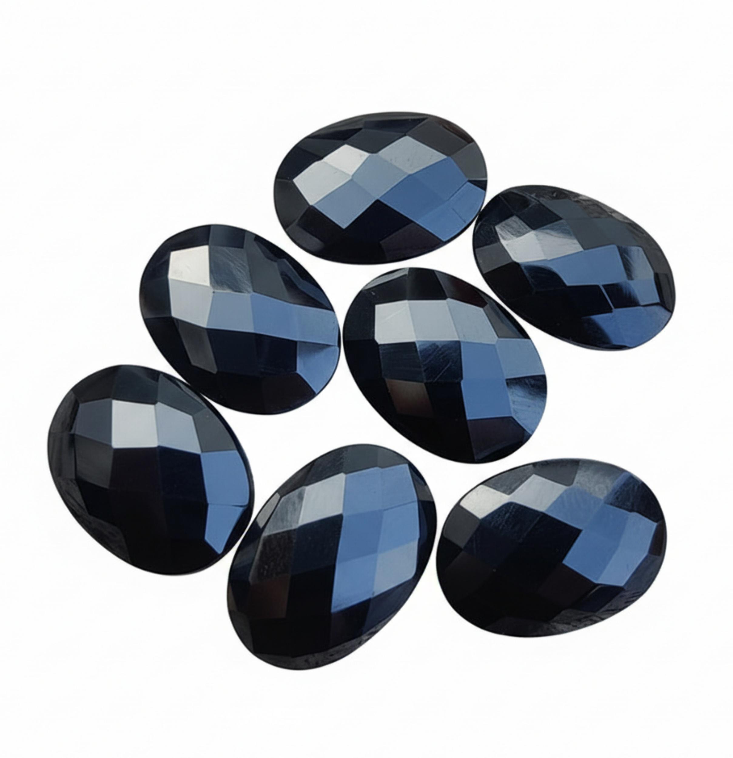 Натуральный черный оникс овальные драгоценные камни - ограненные кабошоны с плоской задней стороной 5x7mm чёрный