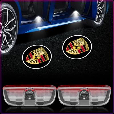 2Pcs LED Car Door Ghost Shadow Projector Light Wireless Auto Welcome Logo Lamp For Cayenne Panamera Macan Boxster 911 928 944 918 917