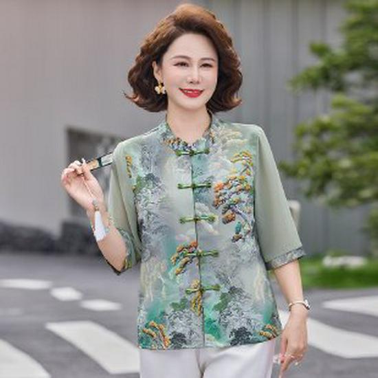 Elegant Chinese-Style Short-Sleeved Summer Top for Women