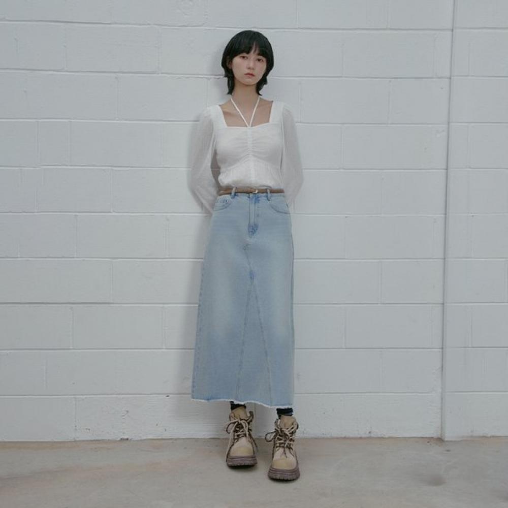 

Cutting Split Wash Skirt As1ds260 LI (light indigo)/M