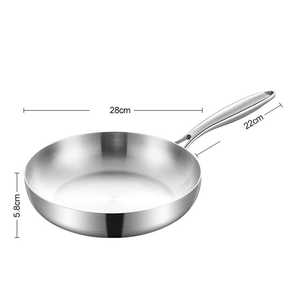 316 Stainless Steel Frying Pan Wok Non-stick Cooking Uncoated Steak Gas Stove Pot Induction General Saucepan Kitchen Cookware