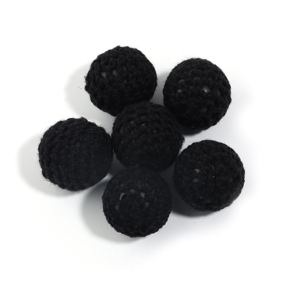 

10pcs 14/20mm Acrylic Crochet Beads Colorful Round Knitting Wool Ball Beads For Jewelry Making DIY Necklace Bracelets KeyChain 14mm чёрный