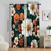 2 pcs   versatile polyester transparent curtains for home decoration Boho Daisy for use in bedrooms and living rooms