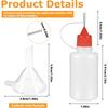 4Pcs Tip Applicator Bottle with 2 Mini Funnel Multicolor Lids, 30ML/1 OZ Tip Glue Bottles, for DIY Craft Painting