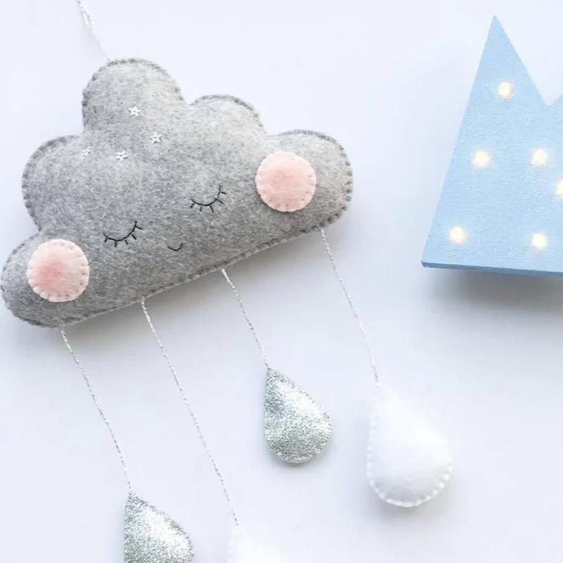 Cute Smiling Clouds Nordic Wind Baby Kids Room Nursery Home Cloud Raindrop Wall Hanging Decor Stickers Decal Gifts