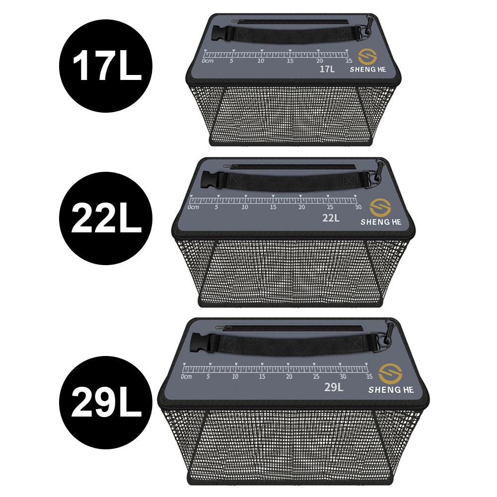17L/22L/29L Fish Guard Net Quick Drying Multifunction Bucket Outdoor Fishing Tackle Gear Fishing Bait Storage Case