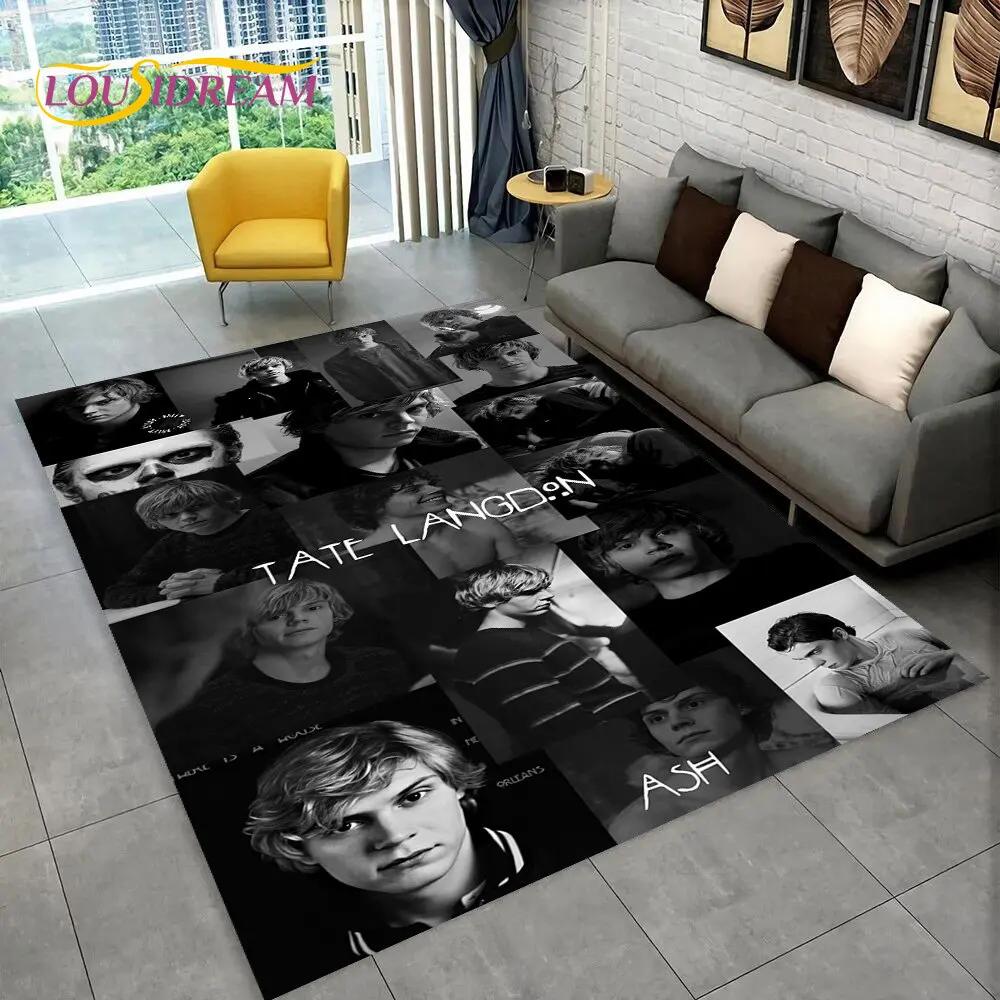 Cute Evan Peters Movie TV  Actor Area Rug,Carpet Rug for Home Living Room Bedroom Sofa Doormat Decor,kids Non-slip Floor Mat 3D