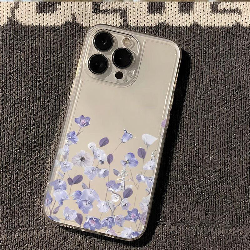 Blue Leaf White Flower Pattern Transparent Phone Case for Samsung Galaxy A56 A55 A35 A36 A15 S25 Ultra S24 FE S23 S22 Plus Cover