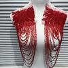Fringed Design Crystal Beads Patch Heavy Industry Embroidery Handmade Sewing Sequined Epaulets Crystal Bead Detail