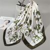 Silk Square Scarf Floral Print Lightweight Shawl Elegant Neck Scarf Professional Style Simple Design Versatile Accessory for Women