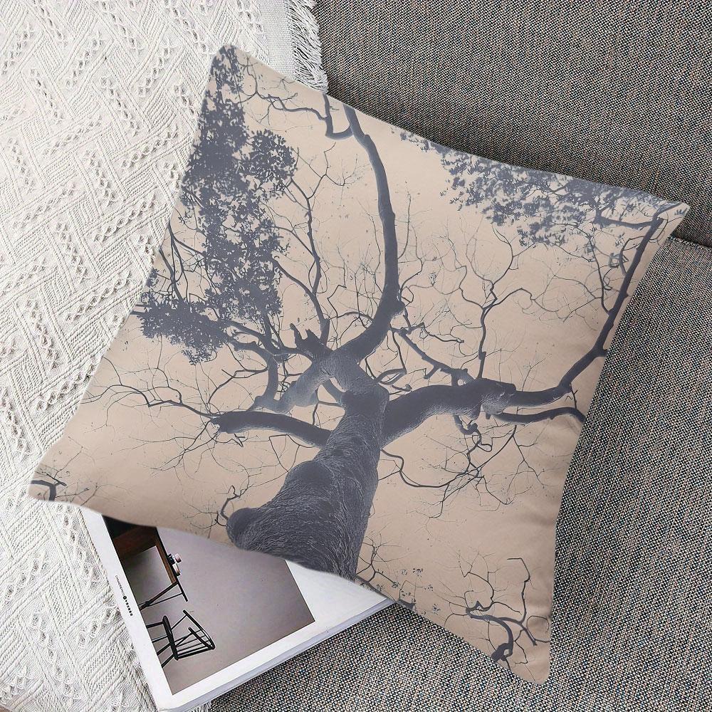 Tree Sky Square Jacquard Pillow Cover for Sofa Office Waist Cushion Cover Home Decorative Pillowcase