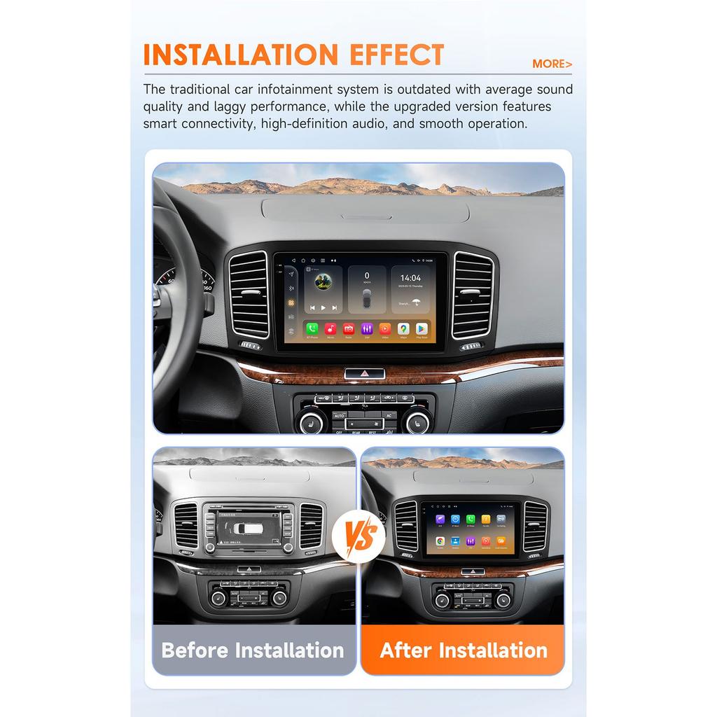 OSSURET Car Intelligent System for VW Sharan 7N 7N1 7N2 for Seat Alhambra Ll 2010 - 2021 Wireless Carplay Bluetooth Android 14 2din DSP RDS 4G GPS