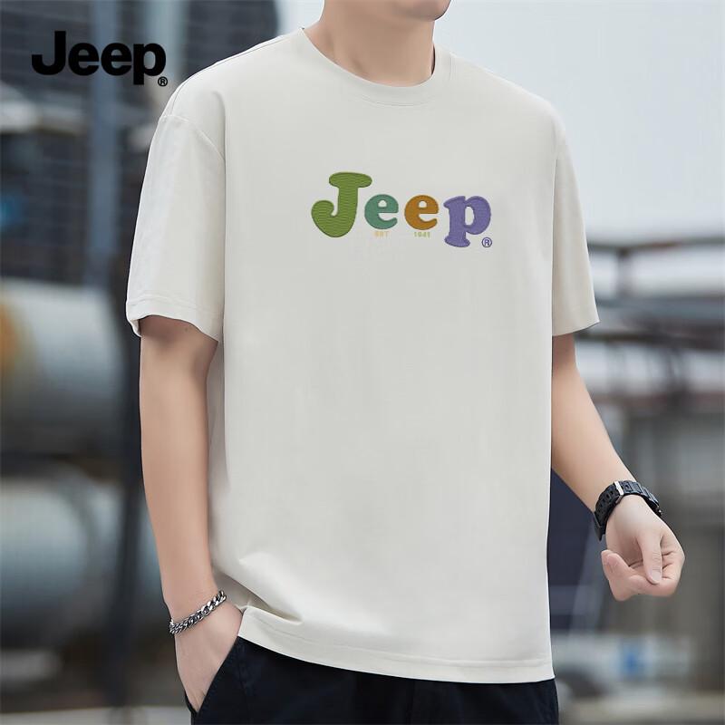 JEEP Men s Pure Cotton Round Neck Short Sleeve T-Shirt 4XL