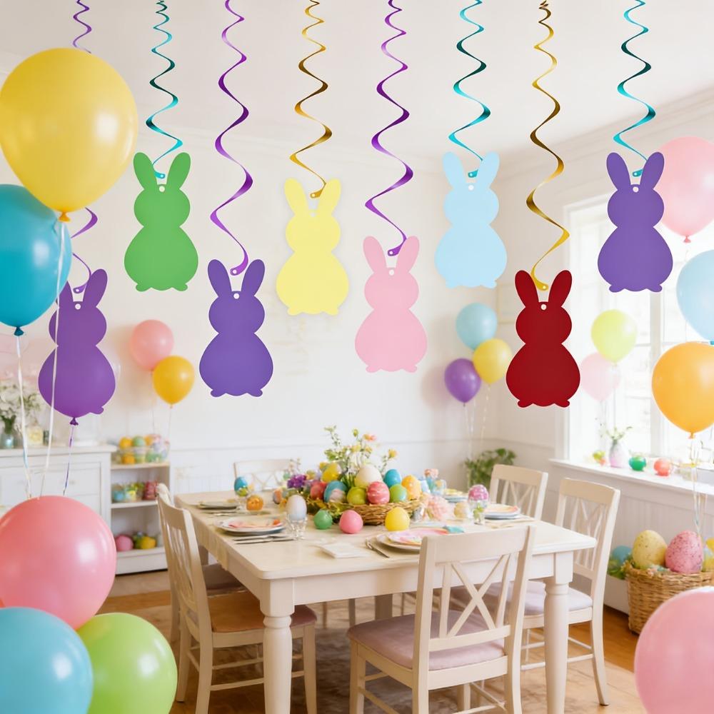 Cartoon Bunny Spiral Hanging Decor Paper Pom Pom Garland  Wedding Anniversary