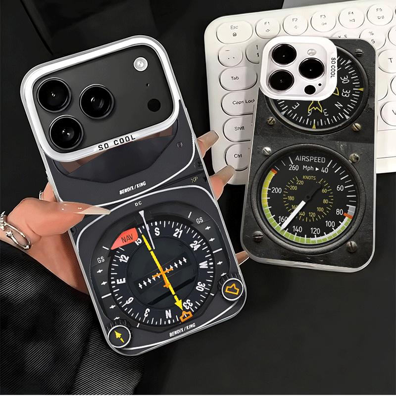 Aircraft Instrument Cockpit Radar Soft Phone Case for iPhone 15 16 17 Pro Max 17Air 16E 14 Plus 13 12 Mini Shockproof Cover Back
