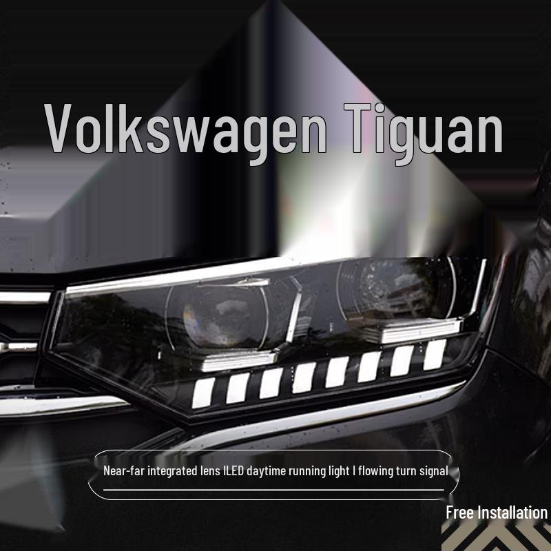 Volkswagen Tayron X Headlight Upgrade: 4 Low/4 High Beams, Daytime Running Lights, Sequential Turn Signals, LED Lens.