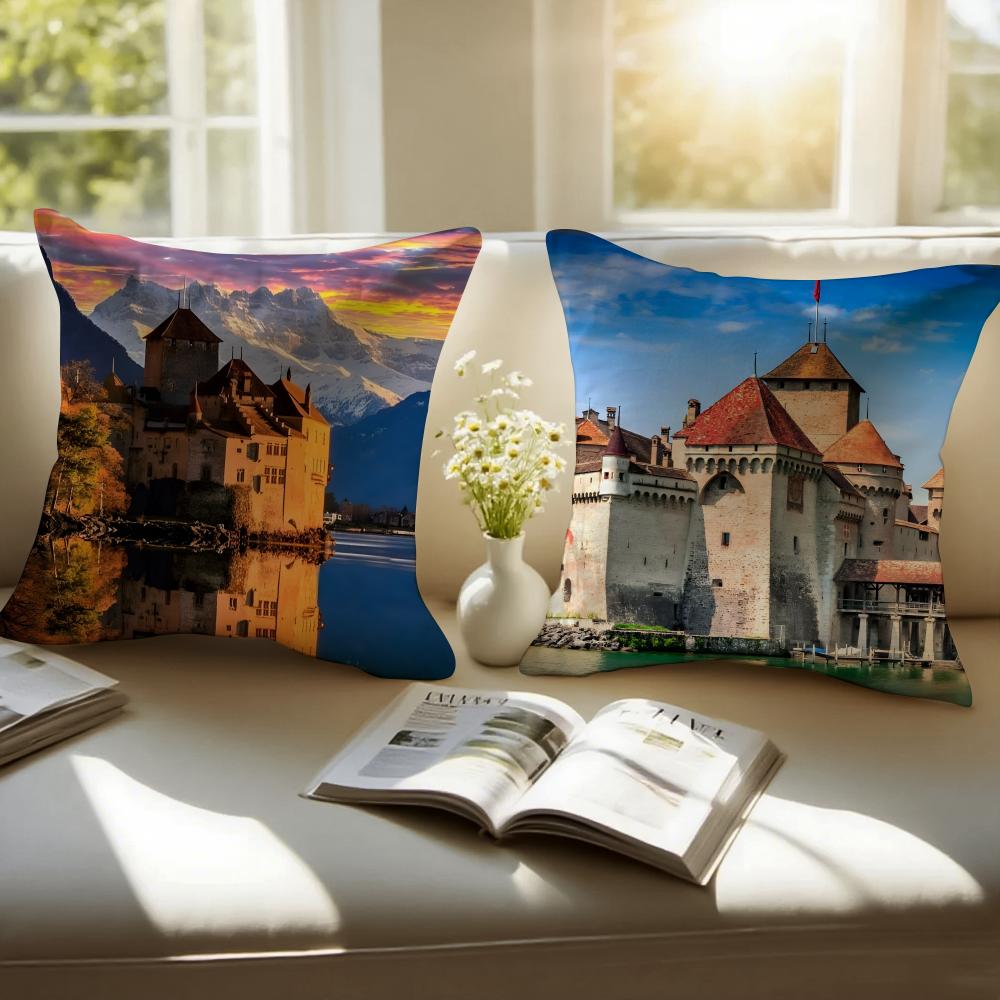 1PCS Classical CChillon Swiss Cushion Cover Pillowcase Antidustmite Invisible Zipper Short Plush Sofa Cushion