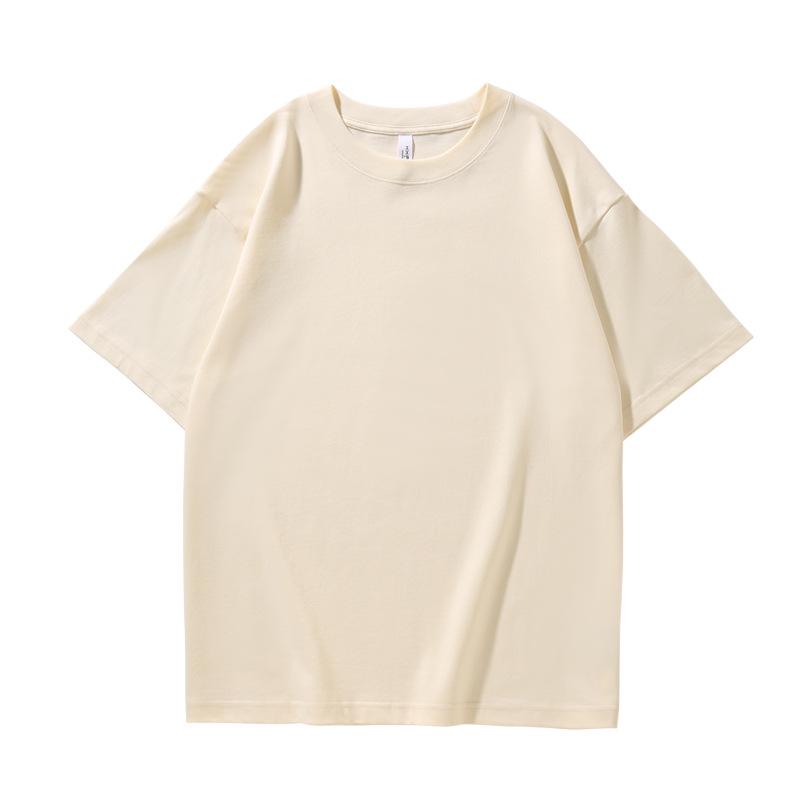 280 г Тяжеловесная футболка унисекс с коротким рукавом и спущенным плечом из синьцзянского бархата - Модная однотонная летняя одежда S 1980₽