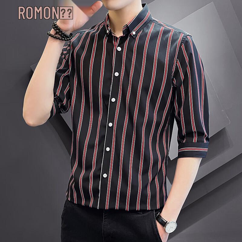

ROMON Men s 3/4 Sleeve Cooling Wrinkle-Free Business Casual Shirt XL