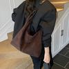 Suede Bag Women's 2025 New Trendy Fashion High Sense Retro Commuter Shoulder Bag Large Capacity Tote Bag
