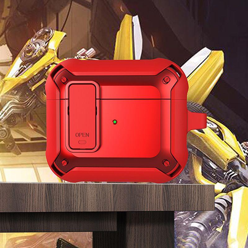 

для наушников AirPods4 Чехлы Apple AirPods Pro2 Шумоподавление Bluetooth Наушники Чехол Pro Ударопрочная Броня 2/3 Поколение Пряжка Защитный Чехол AirPods Pro2 Red + Hook