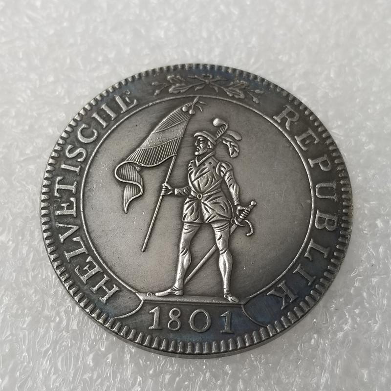 Antique 1801 Silver-Plated Brass Dollar Coin #135 Copper